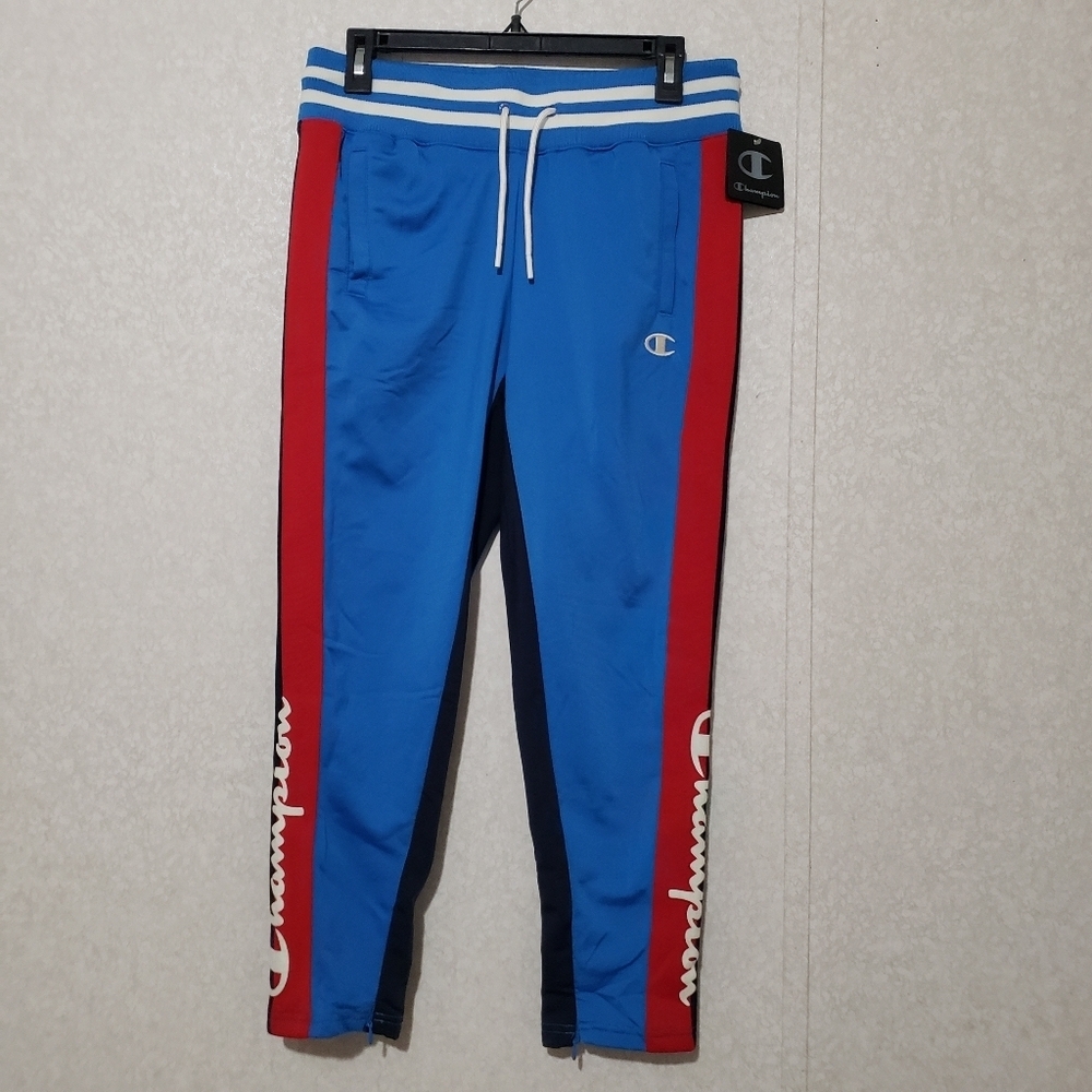 NEW...Champion Blue and Red Track Pants...size:Medium